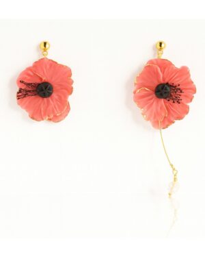 Pendientes Amapola Asimétrico Coral · ALMALAU