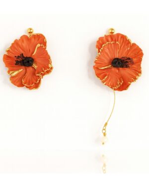Pendientes Amapola Asimétrico Flame (Naranja) · ALMALAU